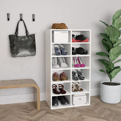 vidaXL - Schoenenrek - 54x34x100,5 - cm - bewerkt - hout - wit
