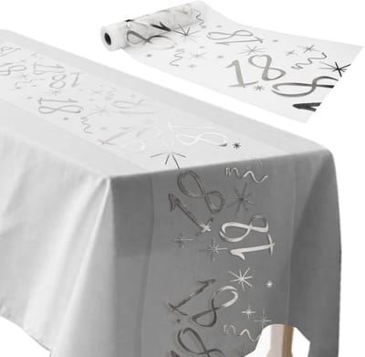 Tafelloper - Op maat te knippen - Tafeldecoratie voor 18e , verjaardagsfeest en jubileumviering - Zilverkleurig - 28 cm x 10 m