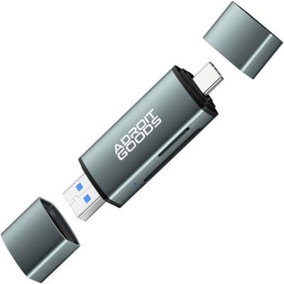 AdroitGoods USB-C & USB-A SD/TF Kaartlezer – USB 3.0, Dual-Slot Gelijktijdig Lezen, 5Gbps High-Speed Reader - Usb cardreader