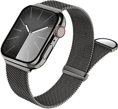 SBG Milanees Bandje Geschikt voor Apple Watch 1/2/3/4/5/6/7/8/9/10/11/SE - 38/40/41/42MM - Roestvrij Stalen Horlogebandje Magnetisch - Grijs