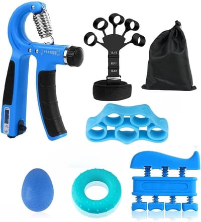 Gripkracht Trainer Set voor Handen en Vingers - 6-delige Trainingsset voor Gripversterking, Pols Training en Handtherapie met Verstelbare Grip en Massageballen