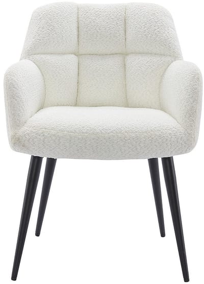 Vente-unique Set van 2 stoelen met armleuningen - Boucléstof en metaal - Wit - PEGA