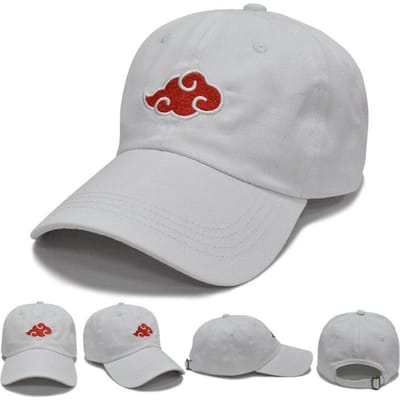 Gewassen Cowboy Daddy Hat Akatsuki Logo Anime Naruto Daddy Hat Uchiha Familie Logo Geborduurde Baseball Cap Zwarte Stretch Cap white