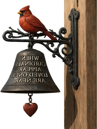 Tuinbel Vogel - Decoratieve bel - Buiten versieren - Ambachtelijk design - 20 cm hoog - Rood