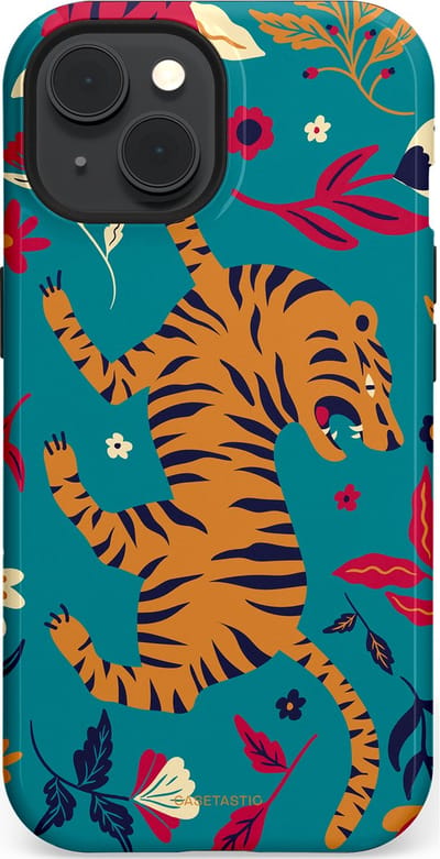 Casetastic Hoesje Geschikt voor Apple iPhone 15 Magsafe - Stijlvolle Beschermende Duo-layer Case - Gouden brul