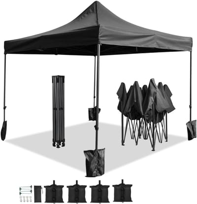 Opvouwbare Partytent - Feesttent Tuin - Buitenfeesten Bescherming - Waterdicht UV-Bestendig - 3x3 Meter - Zwart