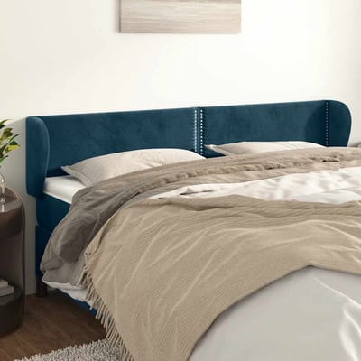 vidaXL - Hoofdbord - met - randen - 203x23x78/88 - cm - fluweel - donkerblauw