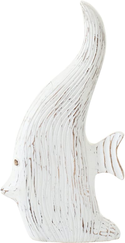 J-Line decoratie Vis Antiek - hout - gebroken wit - small