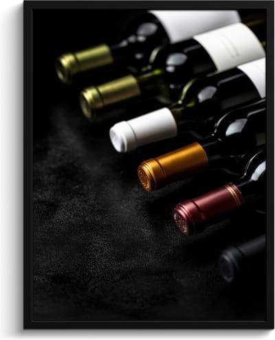 Fotolijst inclusief poster - Posterlijst 60x80 cm - Posters - Wijn - Flessen - Variatie - Smaken - Foto in lijst - Keuken decoratie muur - Wanddecoratie accessoires - Muurdecoratie - Schilderijen