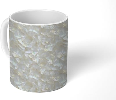 Mok - Koffiemok - Parelmoerglans - Wit - Schelp - Mokken - 350 ML - Beker - Koffiemokken - Theemok