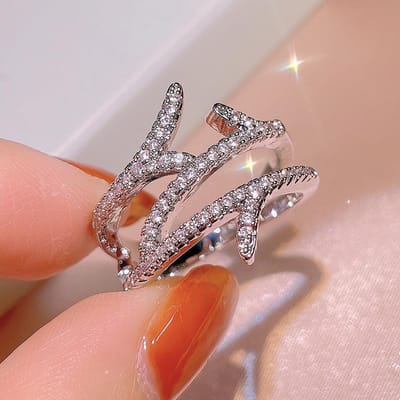 Nieuwe Mode 925 Ring Geometrische Zirconia Ring Onregelmatige Lijn Ring Persoonlijkheid Eenvoudig Verloving Bruiloft Sieraden 10 white