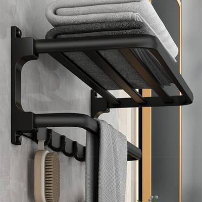 ZRSS® Handdoekhouder Badkamer - Handdoekrek Zelfklevend - Zonder Boren - Zwart