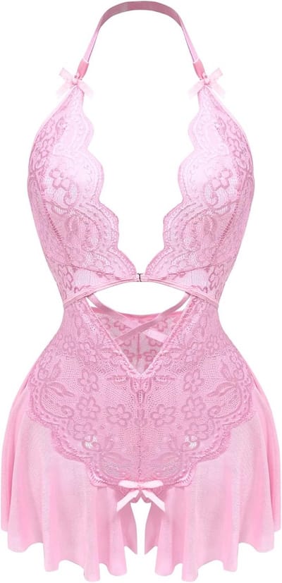 Sexy Babydoll Lingerie voor Dames - Diepe V-hals en Doorschijnend Kant