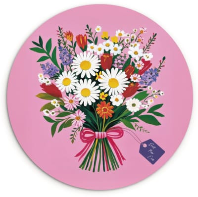 WallCircle® Wandcirkel 120x120 cm - Muurcirkel Bloemen - Quote - Kaartje - Kleurrijk - Muurdecoratie woonkamer - Wanddecoratie slaapkamer - Kamer decoratie accessoires - Ronde schilderijen XXL