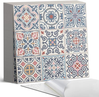 Coloray Plaktegels - Mozaïekpatronen Zelfklevende Tegels - 20 cm x 20 cm - Blauw Plaktegels - 20 stuks - Vierkant PVC Tegels - Plaktegels Badkamer - Plaktegels Vloer - Vinyltegels Vloer Zelfklevend - Wandtegel Zelfklevend