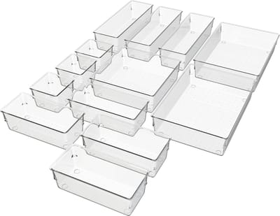 Waal® organizer bakjes (set van 13 bakjes) - Lade organizer - Lade verdeler - keuken - kantoor - make-up - bureau - transparant