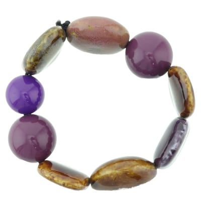 Behave - Armband - paarstinten natuursteenlook - bohemian stijl
