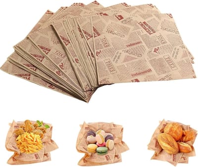 200 Stuks Dikke Waterdichte Papieren voor Snacks, Sandwiches en Frietjes - 18 x 18 cm, Ideaal voor Burgers en Afhaalmaaltijden