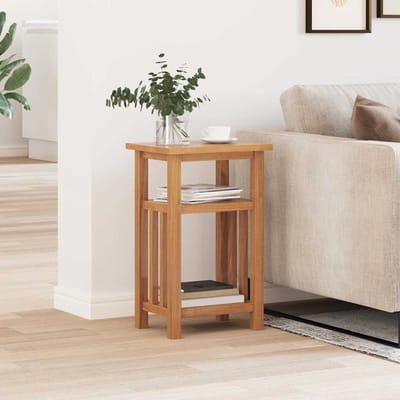 vidaXL - Bijzettafel - met - tijdschrifthouder - 27x35x55 - cm - massief - eikenhout