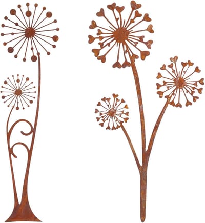 Tuinstekers Metaal - Bloemstekers Decoratie - Buiten Decoratie - Roest Decoratie - 30x20 cm - Antiekbruin