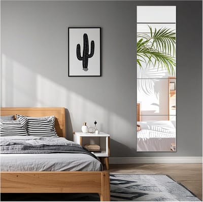 Zelfklevende Rechthoekige Wandspiegels (4 stuks) - Modern Decoratief voor Woonkamer, Badkamer of Slaapkamer (30x30 cm)