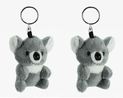 Cornelissen Pluche Koala knuffel dier - 2x stuks - sleutelhanger - grijs - 10 cm - kleine knuffels - om aan tas je hangen