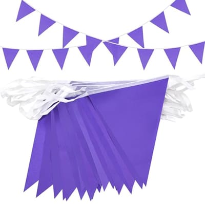 Feestdecoratie 20 m paarse vlaggen - 40 Stuks Herbruikbare Driehoeksvlaggen voor Verjaardag, Bruiloft, Babyshower