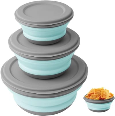 flintronic 3 stuks multifunctionele opvouwbare bowl-set, draagbare siliconen kom, ideaal voor school, kantoor, camping, reizen, wandelen, outdoor-activiteiten (groen)