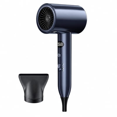 Föhn-2000 W-koude en warme lucht met blauw licht-enkel mondstuk-saffierblauw