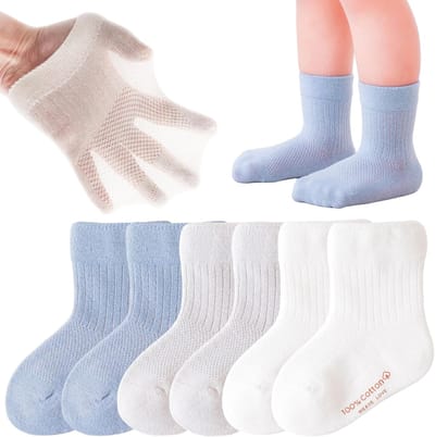 Katoenen Sokken Kinderen - Zomer Sokjes - Dagelijks Gebruik - Naadloze Teen - 6 Paar - Effene Kleuren