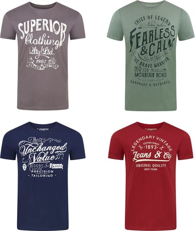 riverso Heren T-Shirt RIVLeon 4 Pack regular fit Veelkleurig S Ronde Hals Volwassenen - gemaakt van 100% katoen