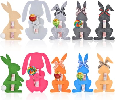 Pakket van 10 Paascadeaus voor Volwassenen en Kinderen, Geldcadeau en Paasdecoratie van Vilt, Perfect voor het Inpakken van Paasgeschenken en Versieringen voor het Paasnest