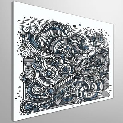 Line art mos schilderij | Mystieke lijnen dansen over levendige moskunst in betoverend kunstwerk | Kunst - 20x20 centimeter op Canvas | Foto op Canvas