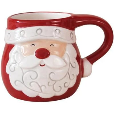 Kerst Keramische Mok Kerstman Cartoon Patroon Reliëf Ontbijt Waterbeker Mousse Dessert Koffiemok Thuis Kinderen Kerstcadeau 301-400ml white
