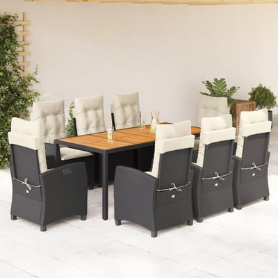 vidaXL - 9-delige - Tuinset - poly - rattan - zwart
