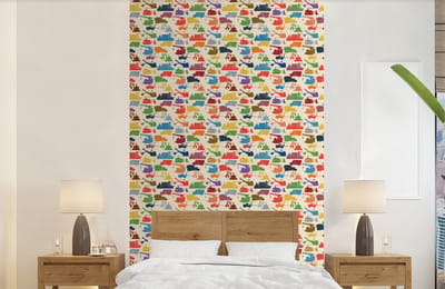 Behang - Fotobehang Patronen - Kraan - Boot - Jongens - Kinderen - Kids - Breedte 150 cm x hoogte 240 cm