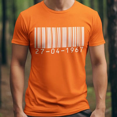 Oranje T-shirt "27-04-1967" XS