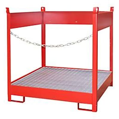 Stapelpallet voor vaten Bauer FSP-4, open aan zijkant, voor 4 x 200 l vaten, rood