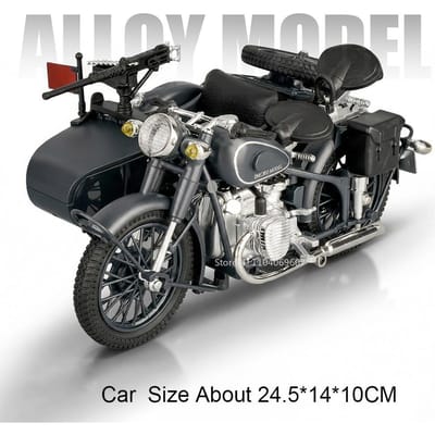 1:10 Zijspan Motorfiets Model Speelgoed Legering Diecast Miniatuur Xf250 Vintage Motoren Voorwiel Sturing Educatieve Motoren