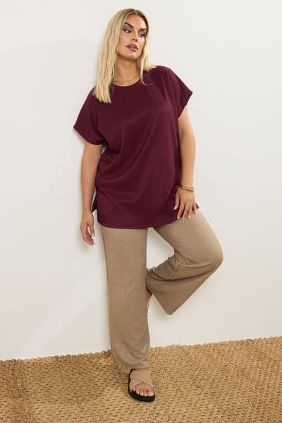 Yours Bordeauxrode Textuur Zware Top Size 42