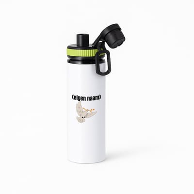 Hacebo® - duif met takje eigen naam waterfles met draaidop groen - Vogels - vogel liefhebbers - duif - verjaardag - cadeau - kado - water fles - 850ML
