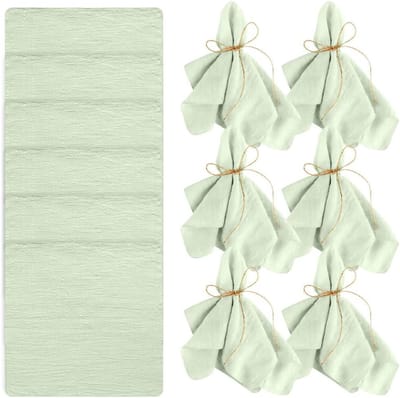 Groene stoffen servetten met sluitrand, 12 stuks, linnen tafellakens met 10m koord, ideaal voor feesten, bruiloften en verjaardagen, 42 x 42 cm