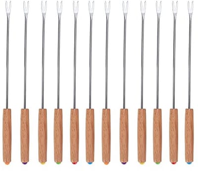 Dailygoody - Barbecuevork-spiesjesset - Roestvrij staal - Duurzaam en veilig - Draagbaar - Kebabspiesjes - Voor barbecue en camping - 12-delig