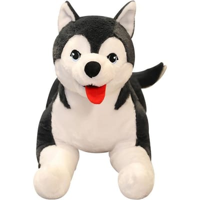 1 Pièce 65cm Kawaii Husky Peluche Douce Chiens Poupées Animal en Peluche Jouets pour Enfants Simulation Husky Cadeaux de Noël Anniversaire Brinquedos 65cm noir