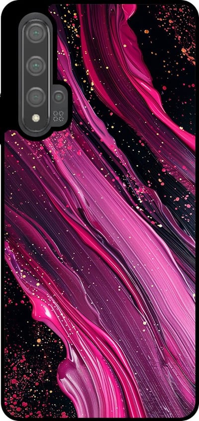 Smartphonica Telefoonhoesje Geschikt voor Huawei Nova 5T met marmer opdruk - TPU backcover case marble design - Paars Roze geschikt voor Huawei Nova 5T