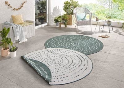 Flycarpets Omkeerbaar Vloerkleed - Binnen & Buitenkleed Bali- Groen / Creme - 200x200 cm