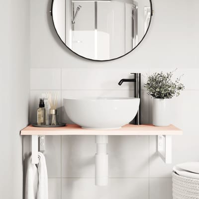vidaXL - Badkamer - wandschap - staal - en - massief - eikenhout