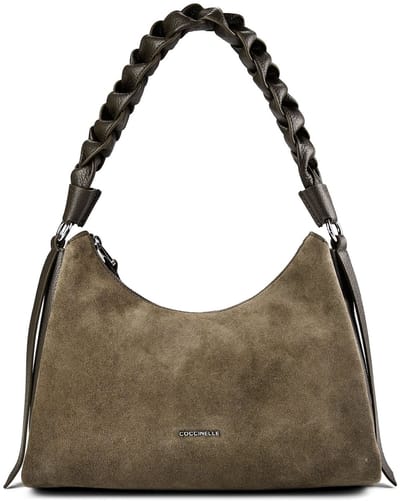 Coccinelle Boheme Suede Bimaterial - Schoudertas 30 cm (seagras/seagras)