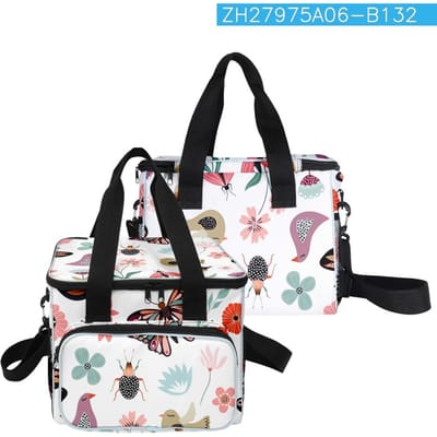 Hip Hop Populair Bloem vlinders insecten 3D Geprint Grotere Crossbody Lunchtas Thermische isolatie Voedsel Handtassen IJstassen