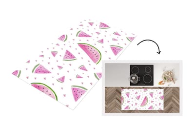 Keukenloper - Loper keuken - Watermeloen - Waterverf - Sjablonen - 120x60 cm - Keukenloper vinyl